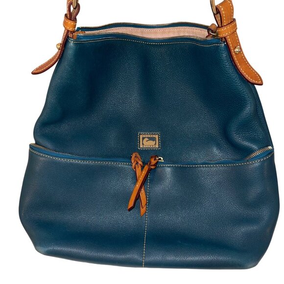Dooney Burke Womens Shoulder Bag Blue Dillen Pocket Sac Purse Classic - Picture 11 of 14